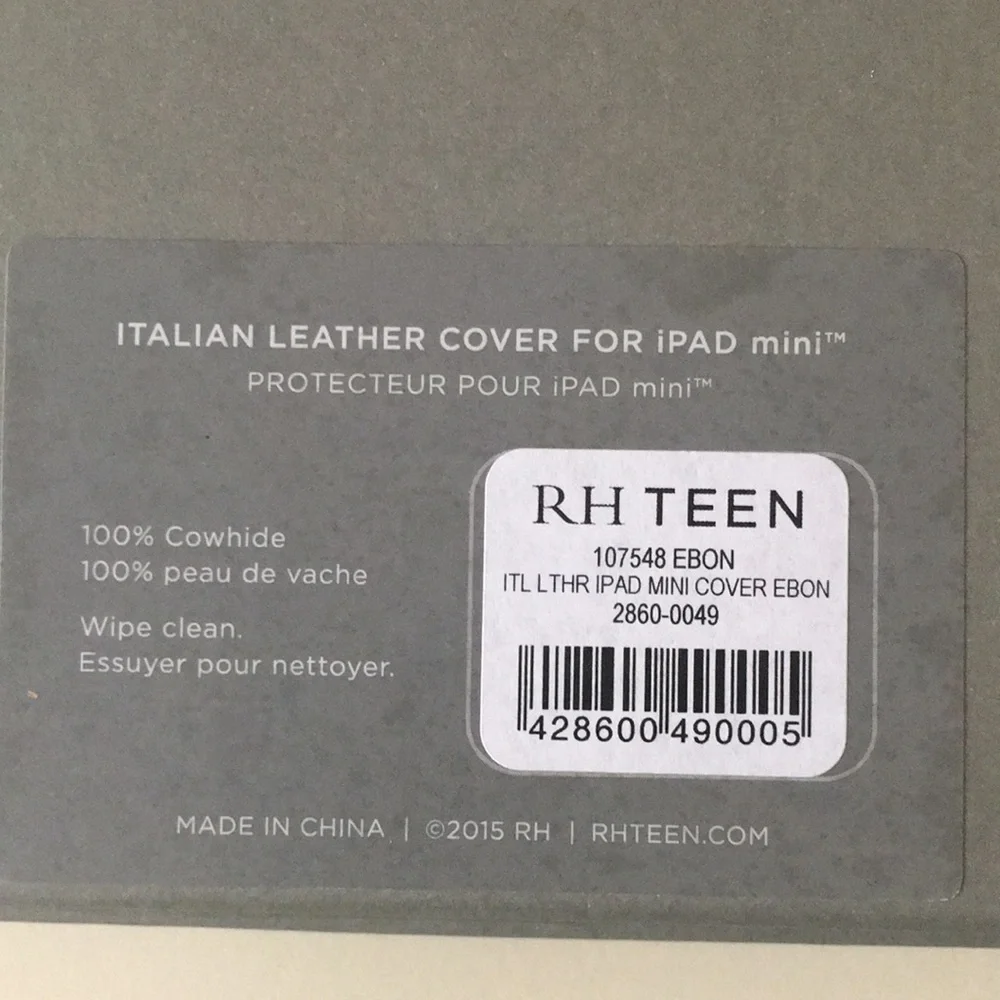 Restoration Hardware Black leather mini ipad cover